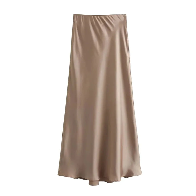 Woman Satin Skirt Women High Waist