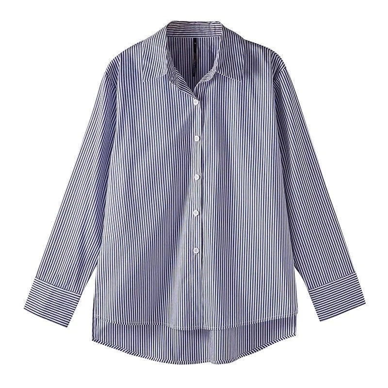 Classic Striped Woman Spring Autumn Blouses Shirt