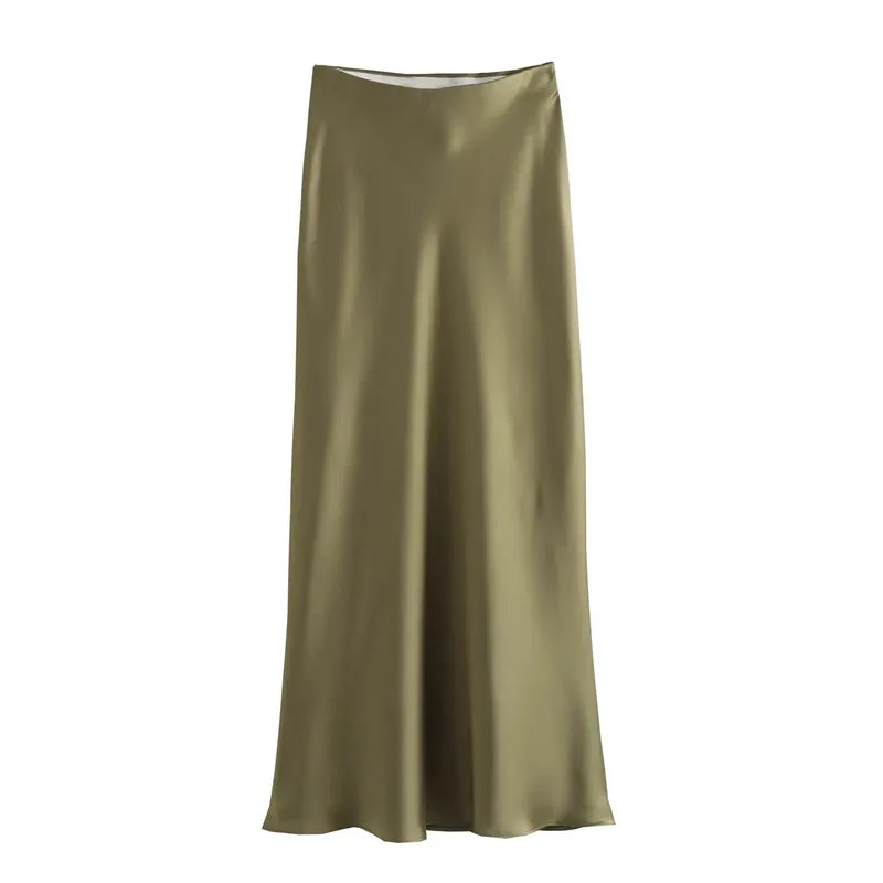 Woman Satin Skirt Women High Waist
