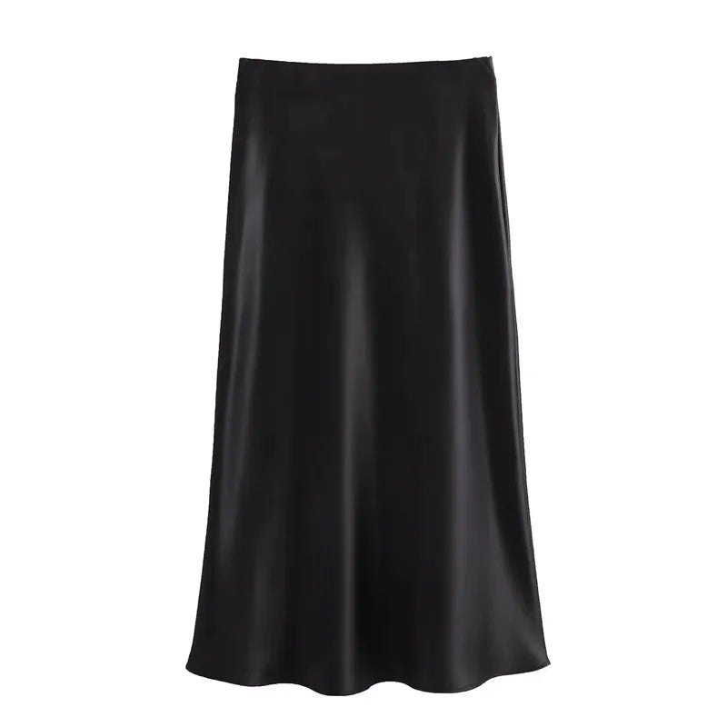 Woman Satin Skirt Women High Waist