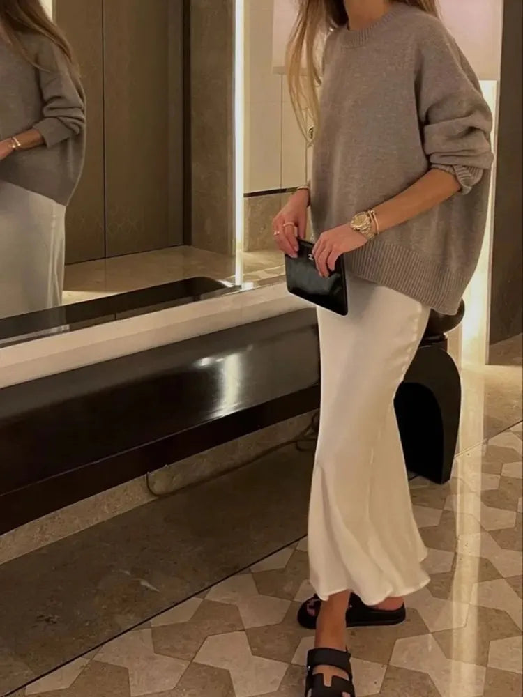 Woman Satin Skirt Women High Waist